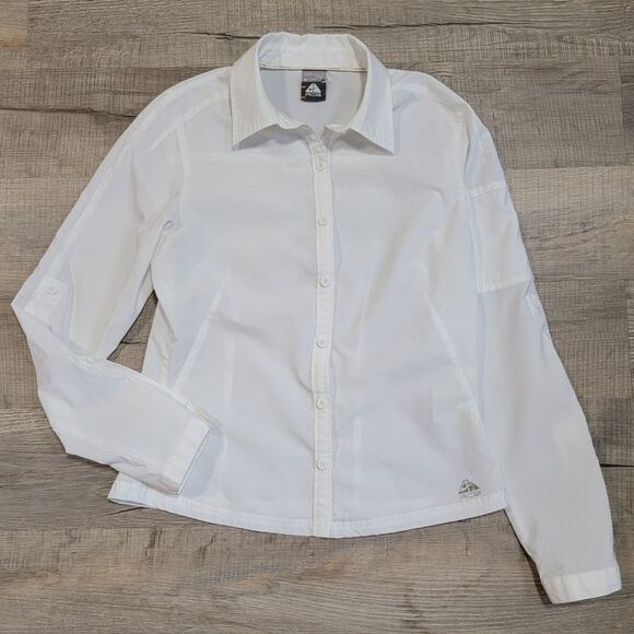 Nike ACG Tops - NIKE ACG Womens Button Up Size Medium White Utility Techwear Shirt‎ VTG 00's Y2K